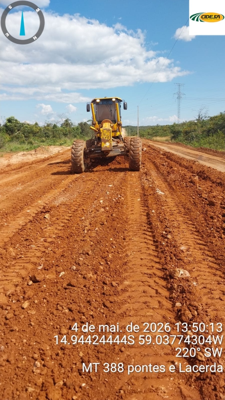 Cidesa em A&ccedil;&atilde;o: Obras na MT-388 avan&ccedil;am em Pontes e Lacerda.